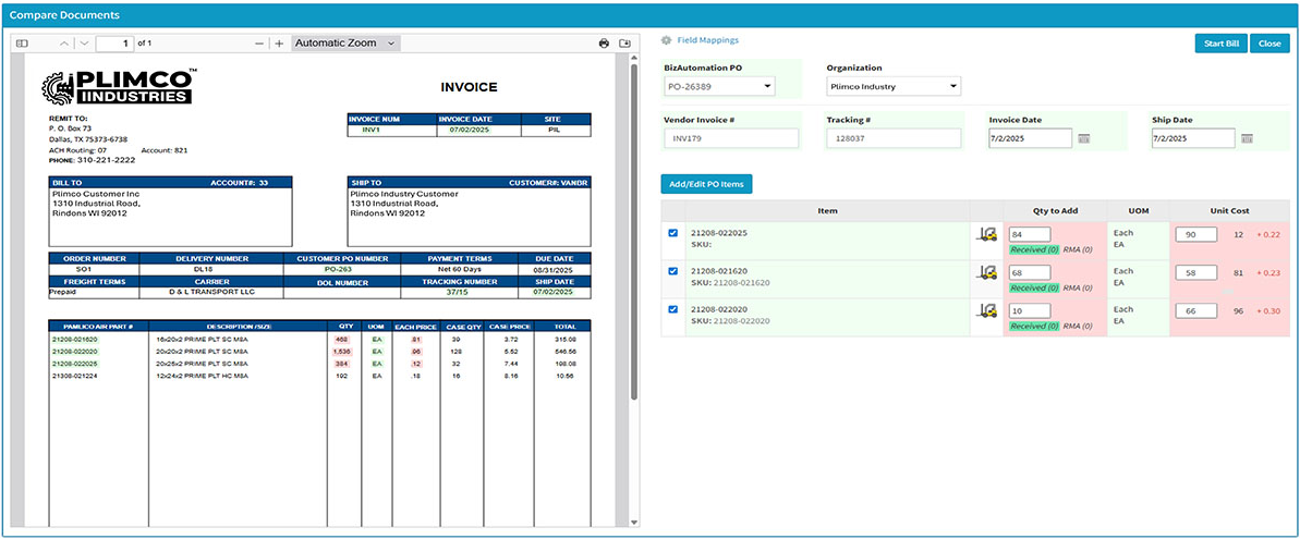 BizAutomation Automated Invoicing Software and AI Driven Invoice Processing System